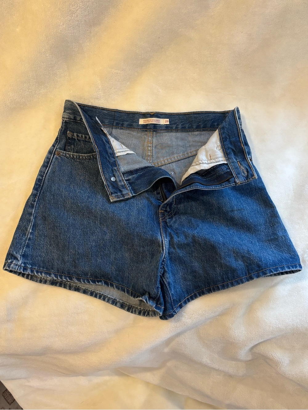 Levi's Dark Blue High-Rise Denim Shorts 28